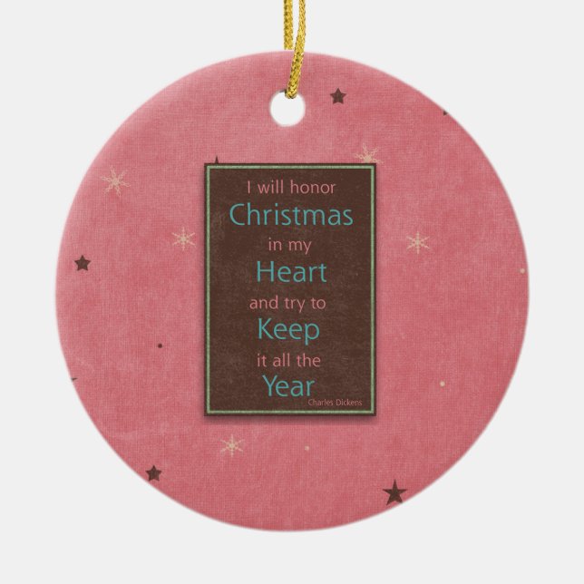 Adorno De Cerámica Honraré el diseño rosado de Brown del navidad (Frente)