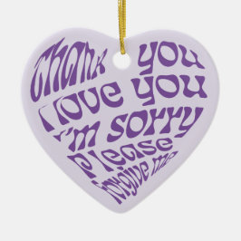 Adorno De Cerámica Ho'oponopono Texto en forma de corazón morado