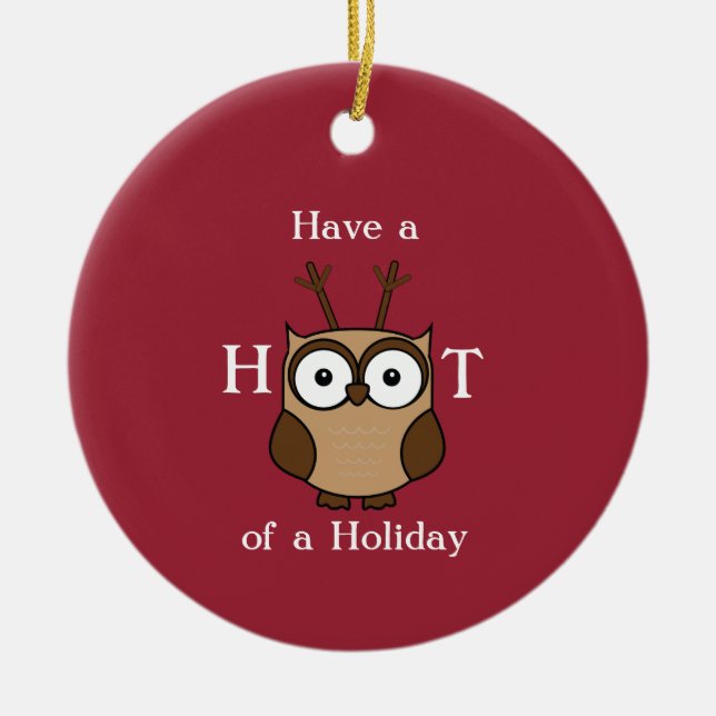 Adorno De Cerámica Hoot de un año Personalizado de vacaciones (Frente)