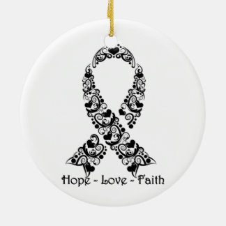 Adorno De Cerámica Hope Black Awareness Ribbon