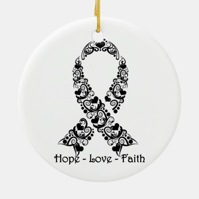 Adorno De Cerámica Hope Black Awareness Ribbon (Atrás)