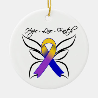 Adorno De Cerámica Hope Love Faith Butterfly - Bladder Cancer
