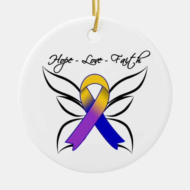 Adorno De Cerámica Hope Love Faith Butterfly - Bladder Cancer (Frente)