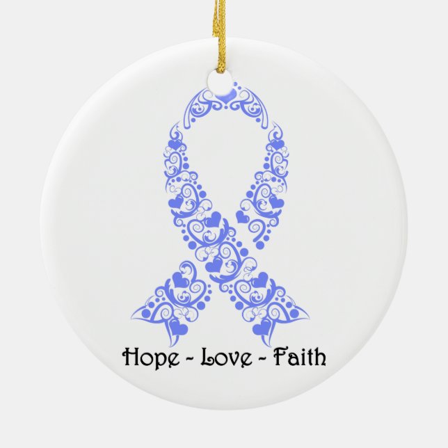 Adorno De Cerámica Hope Periwinkle Awareness Ribbon (Atrás)