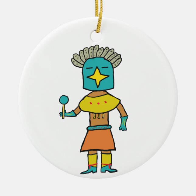Adorno De Cerámica Hopi Doll Blue Star Kachina (Frente)