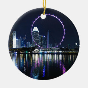 Adorno De Cerámica Horizonte de la noche de Singapur