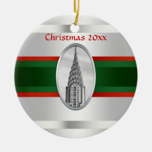 Adorno De Cerámica Horizonte de NYC: Chrysler Building Xmas #3W