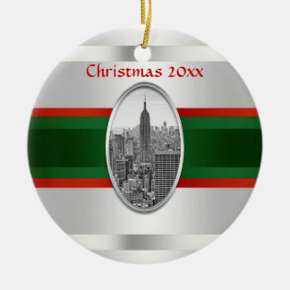Adorno De Cerámica Horizonte de NYC: Edificio Empire State Navidad #3
