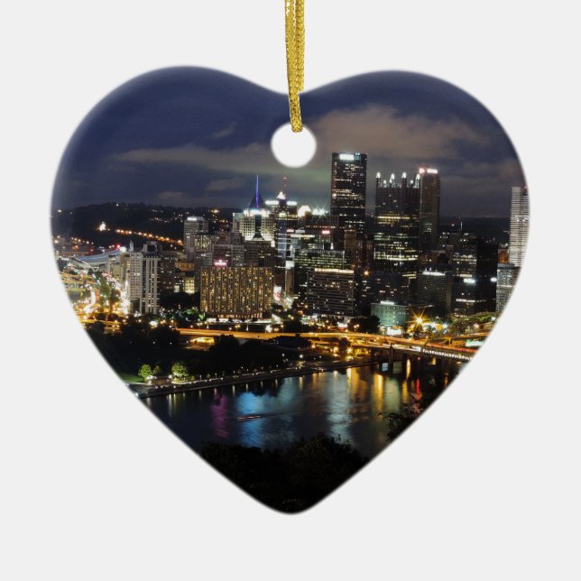 Adorno De Cerámica Horizonte de Pittsburgh en la oscuridad (Frente)