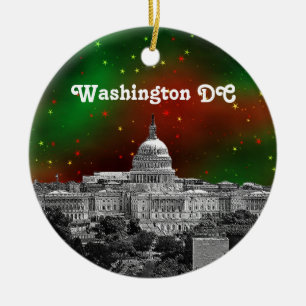 Adorno De Cerámica Horizonte de Washington DC Cielo Estrellado Verde 