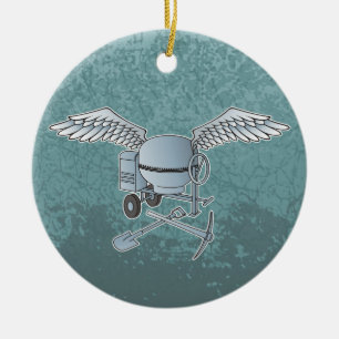 Adorno De Cerámica Hormigonera gris azul