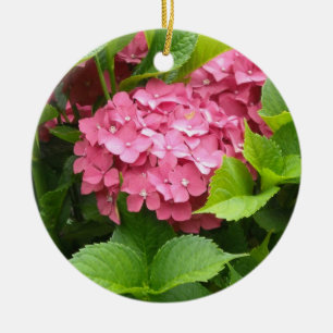 Adorno De Cerámica Hortensia Rosa Brillante