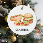 Adorno De Cerámica Hotdog de comida rápida personalizada Hamburger Pi<br><div class="desc">Este diseño puede ser personalizado en el área proporcionada cambiando la foto y/o el texto. O puede personalizarse eligiendo la opción de hacer clic en el personalizar y borrar o cambiar el color del fondo, agregar texto, cambiar el color o estilo del texto o eliminar el texto para un diseño...</div>