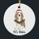 Adorno De Cerámica Hound personalizado de Basset<br><div class="desc">Haz la lista de este año con un adorno personalizado de tu dulce elfo de la canasta!</div>