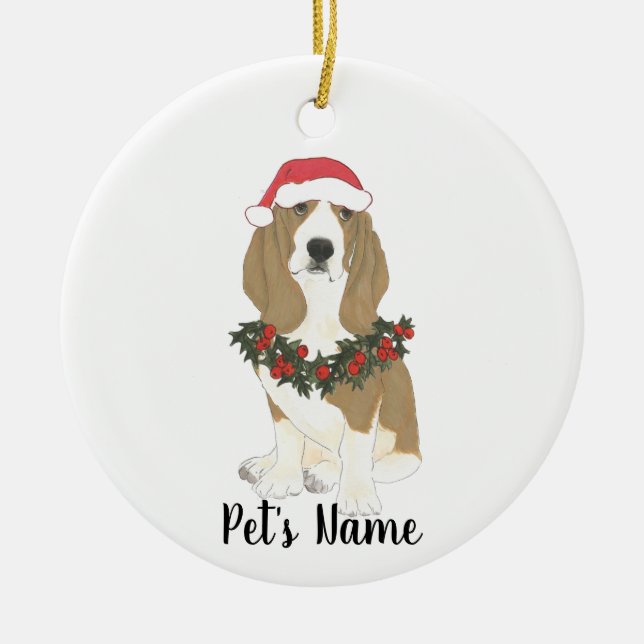Adorno De Cerámica Hound personalizado de Basset (Frente)