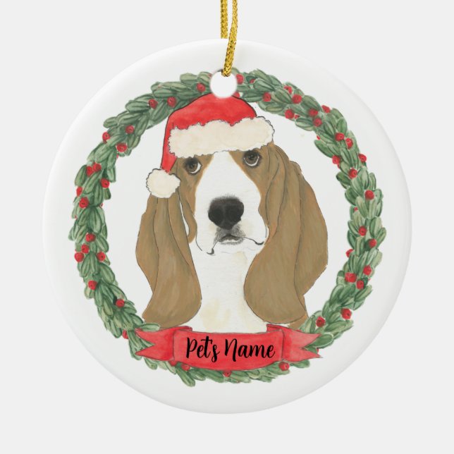 Adorno De Cerámica Hound personalizado de Basset (Frente)