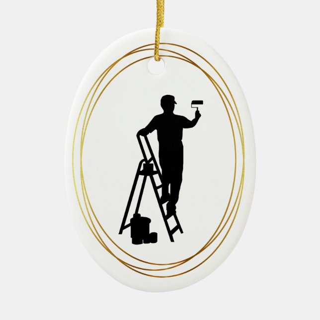 Adorno De Cerámica House Painter Black Silhouette Ornament (Frente)