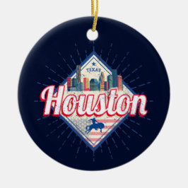 Adorno De Cerámica Houston Skyline Texas Estados Unidos Vintage