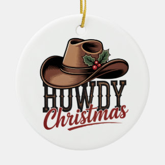 Adorno De Cerámica Howdy Christmas Cowboy Hat – Western Holiday Decor