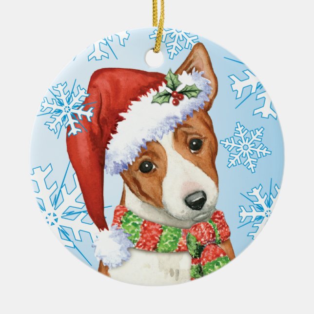 Adorno De Cerámica Howliday feliz Basenji (Frente)