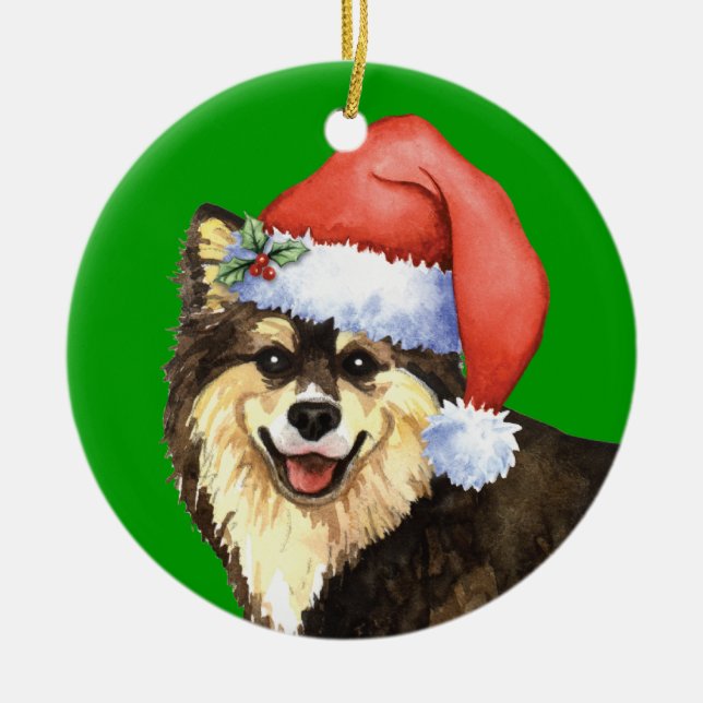 Adorno De Cerámica Howliday feliz Lapphund finlandés (Frente)