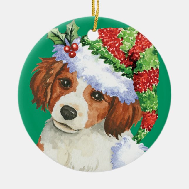 Adorno De Cerámica Howlidays feliz Kooikerhondje (Frente)