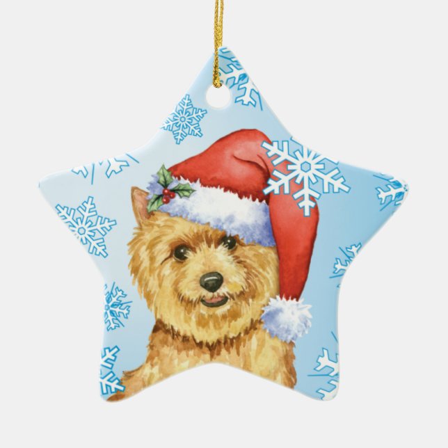 Adorno De Cerámica Howlidays feliz Norwich Terrier (Frente)