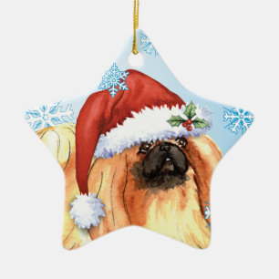 Adorno De Cerámica Howlidays feliz Pekingese