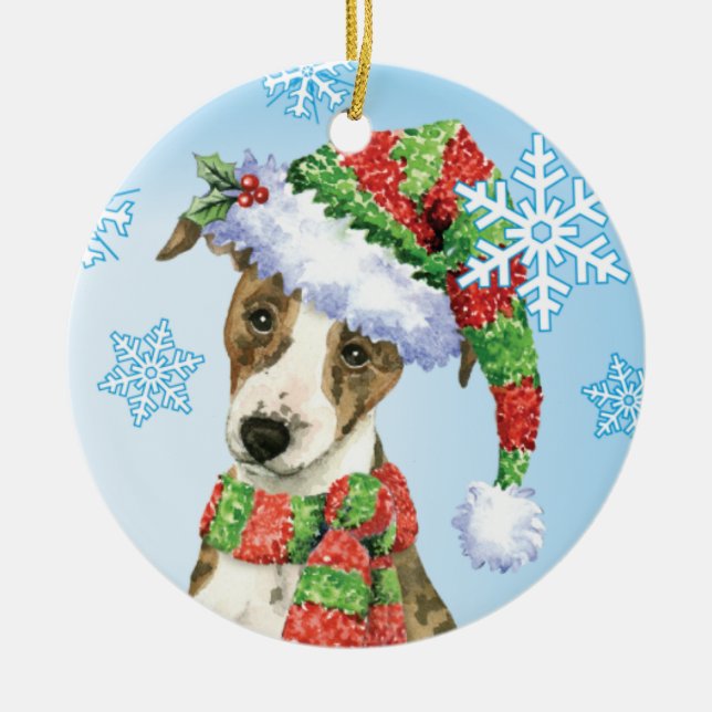 Adorno De Cerámica Howlidays feliz Whippet (Frente)