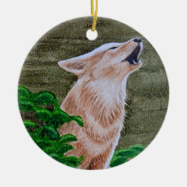 Adorno De Cerámica Howling Coyote