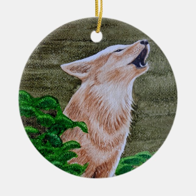 Adorno De Cerámica Howling Coyote (Frente)