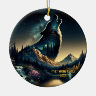 Adorno De Cerámica Howling Wolf