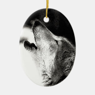 Adorno De Cerámica Howling Wolf