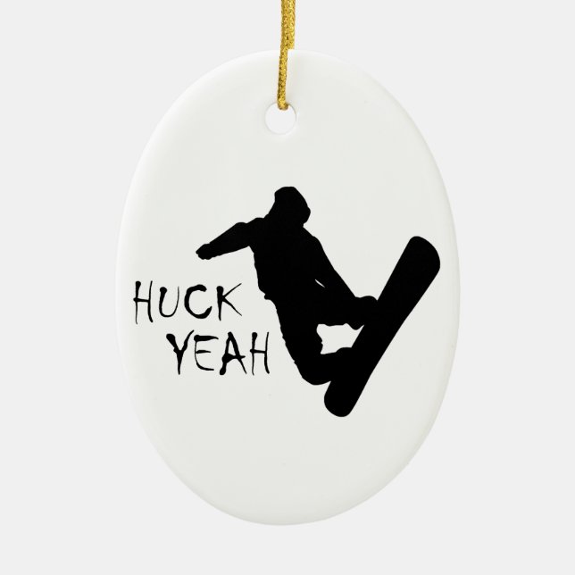 Adorno De Cerámica Huck Yeah (Snowboarding) (Frente)