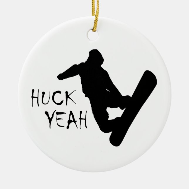 Adorno De Cerámica Huck Yeah (Snowboarding) (Frente)