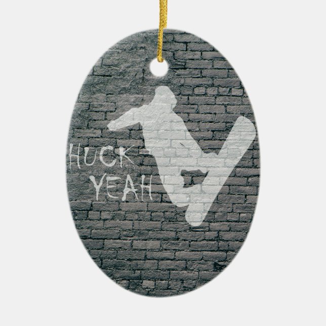 Adorno De Cerámica Huck Yeah (Snowboarding) (Frente)