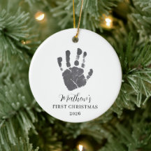 Huella de Mano de Bebé Primera Navidad