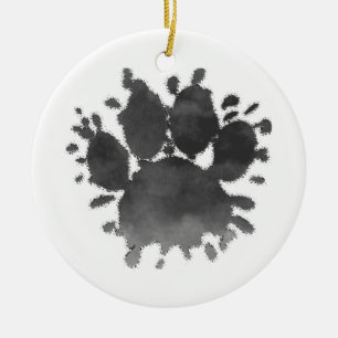 Adorno De Cerámica Huella de pata de perro acuarela Pata de canino