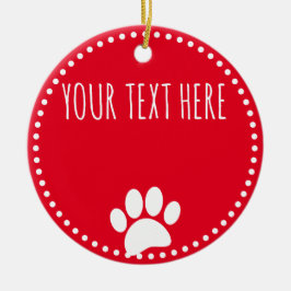 Adorno De Cerámica Huella de Perro Personalizada Rojo