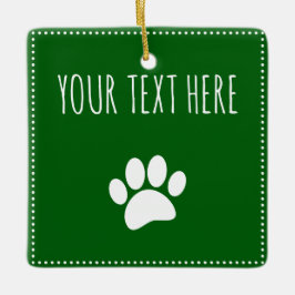Adorno De Cerámica Huella de Perro Personalizada Verde