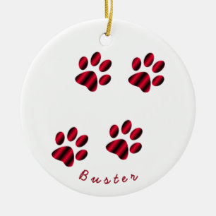 Adorno De Cerámica Huellas de patas con gradiente rojo y negro