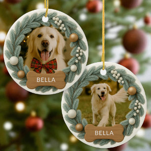 Adorno De Cerámica Hueso de Perro Nombre Personalizado Foto Fiesta Na