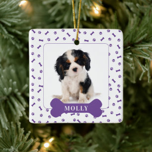 Adorno De Cerámica Hueso de perro personalizado y foto de vacaciones 