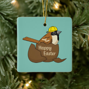 Adorno De Cerámica Huevo de chocolate con espárragos feliz Pascua