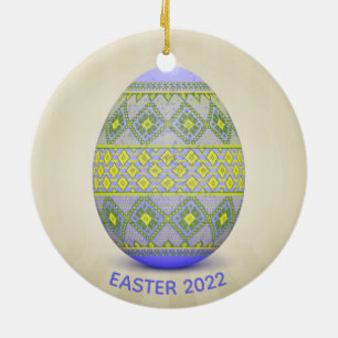Adorno De Cerámica Huevo de Pascua Ucraniano (Pysanka) Diseño de Cerá
