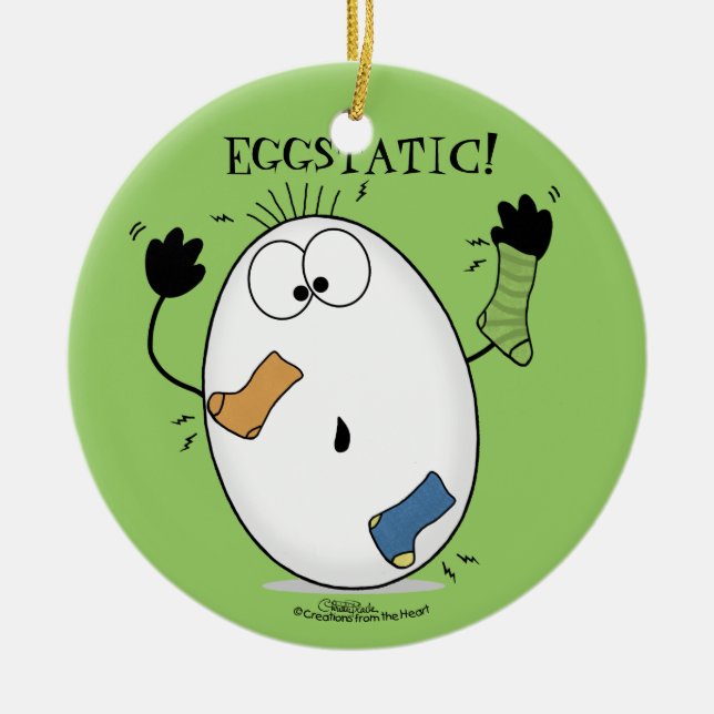 Adorno De Cerámica Huevo Eggstático-Ecstático (Frente)