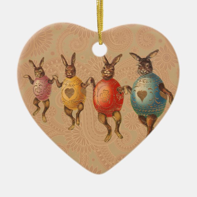 Adorno De Cerámica Huevos de baile del conejo de Pascua (Frente)