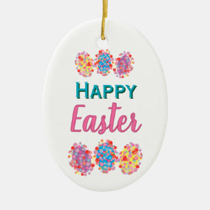 Adorno De Cerámica Huevos de Pascua Coloridos Manchas de Acuarela Fel