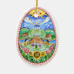 Adorno De Cerámica Huevos de Pascua del ucraniano de Pysanky