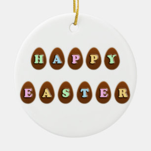 Adorno De Cerámica Huevos felices de chocolate de Pascua